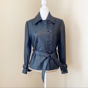 Tibor Leathers Double Breasted Belted Jacket - S